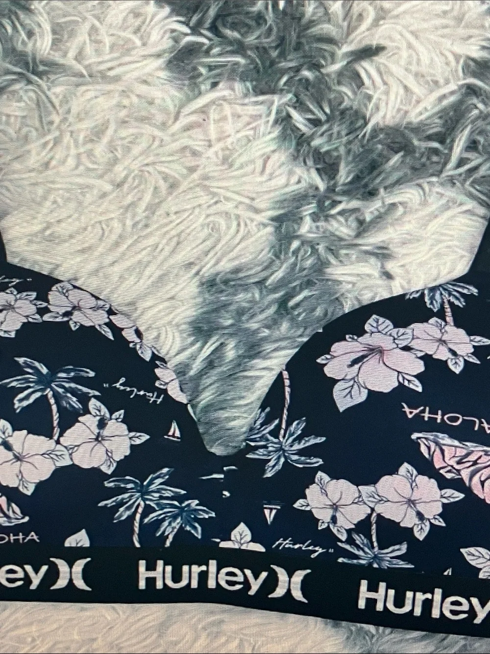 Hurley Black Bralette with Light Pink Floral Print